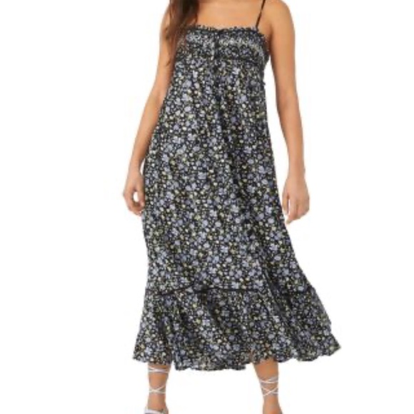 Free People Dresses & Skirts - Free People Black Floral Maxi Dress: Molly Jo Midi dress